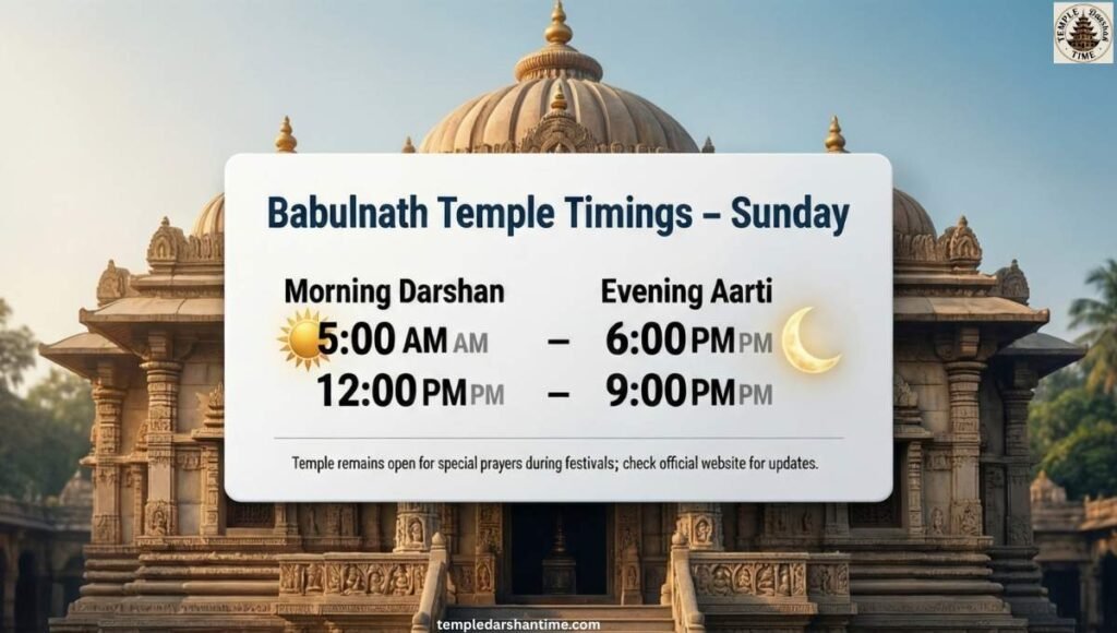 Babulnath Temple Timings on Sunday